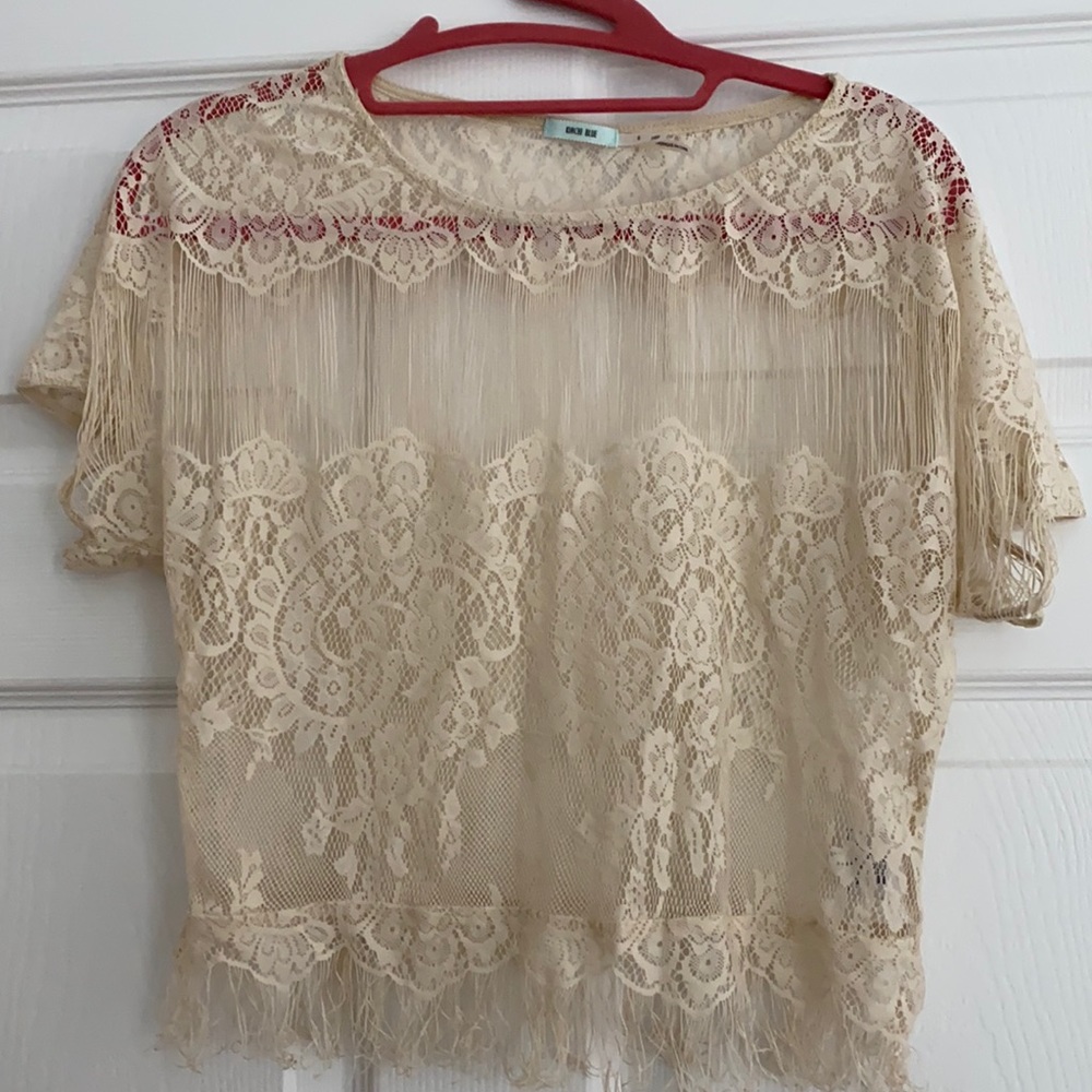 Sheer Crocheted Kimchi Blue Top